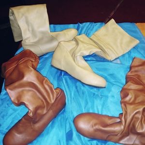 Two pair boots. Brand new cream and brown